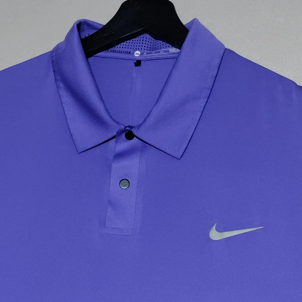 Nike Tiger Woods Collection Striped Sleeve Golf Polo Shirt Mens XL Purple 585785